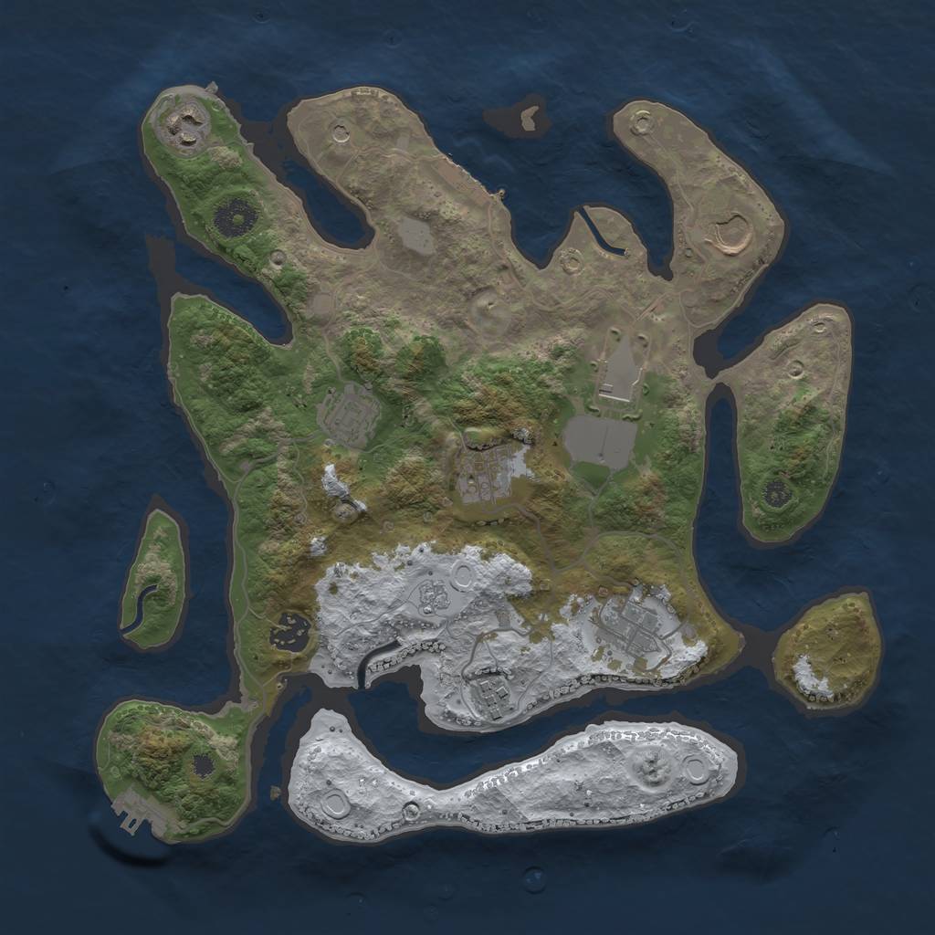 Rust Map: Procedural Map, Size: 3500, Seed: 361131530, 17 Monuments