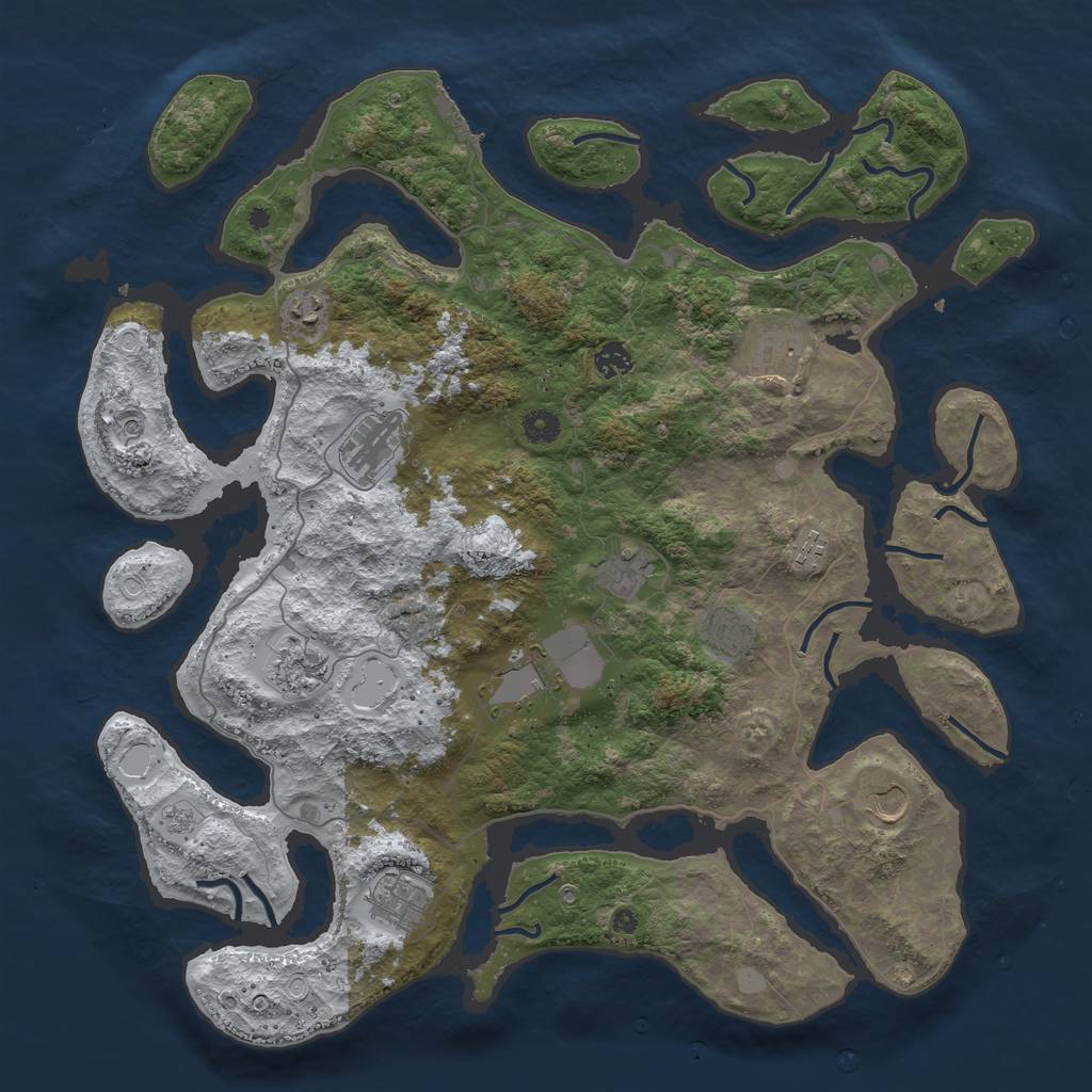 Rust Map: Procedural Map, Size: 4500, Seed: 7703, 19 Monuments