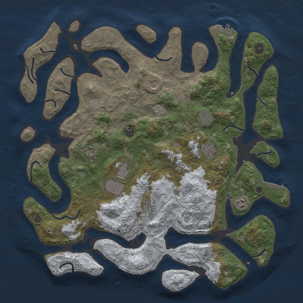 Rust Map: Procedural Map, Size: 4500, Seed: 6945, 18 Monuments