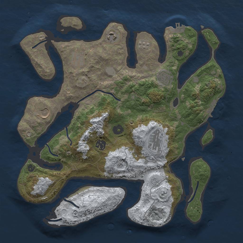 Rust Map: Procedural Map, Size: 3500, Seed: 21726, 16 Monuments