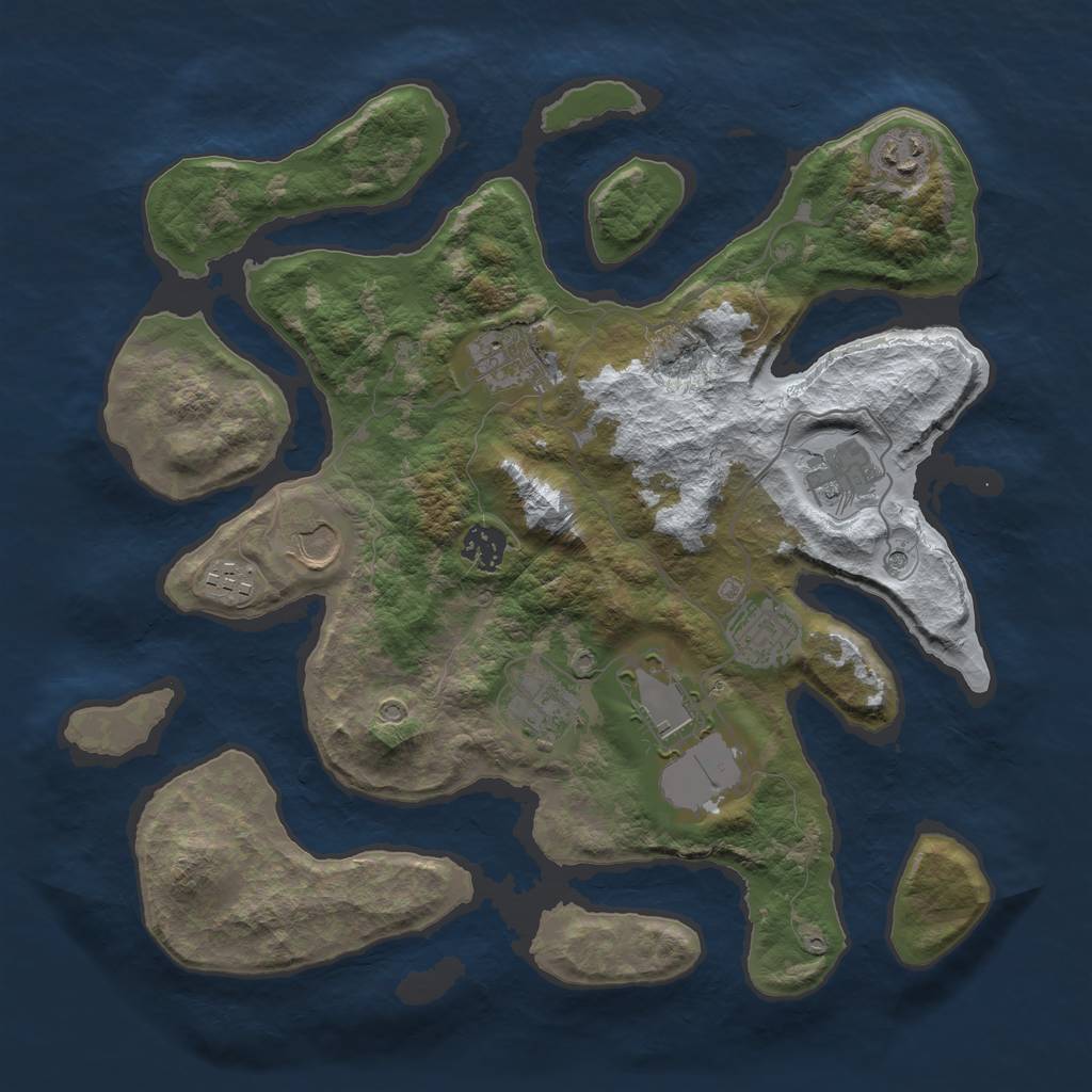 Rust Map: Barren, Size: 3600, Seed: 1337, 12 Monuments