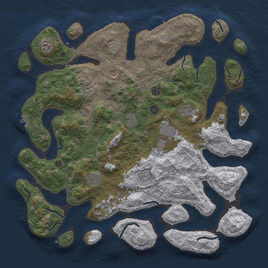 Rust Map: Procedural Map, Size: 4500, Seed: 4008523, 18 Monuments