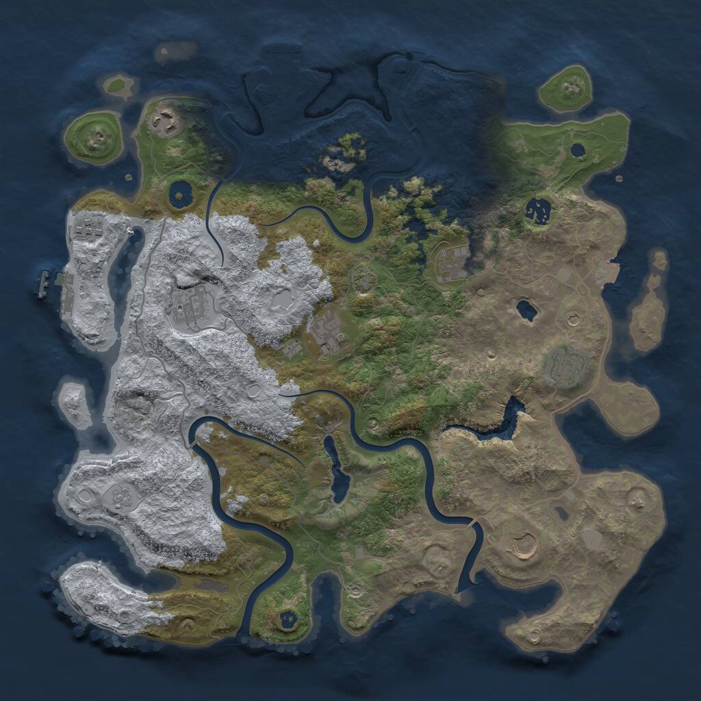 Rust Map: Procedural Map, Size: 4000, Seed: 1285185547, 14 Monuments