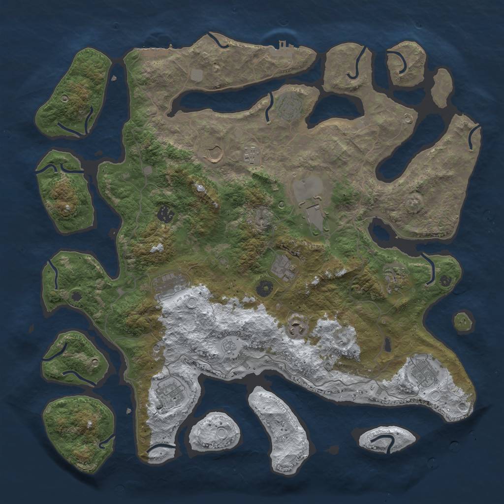Rust Map: Procedural Map, Size: 4500, Seed: 4738516, 20 Monuments