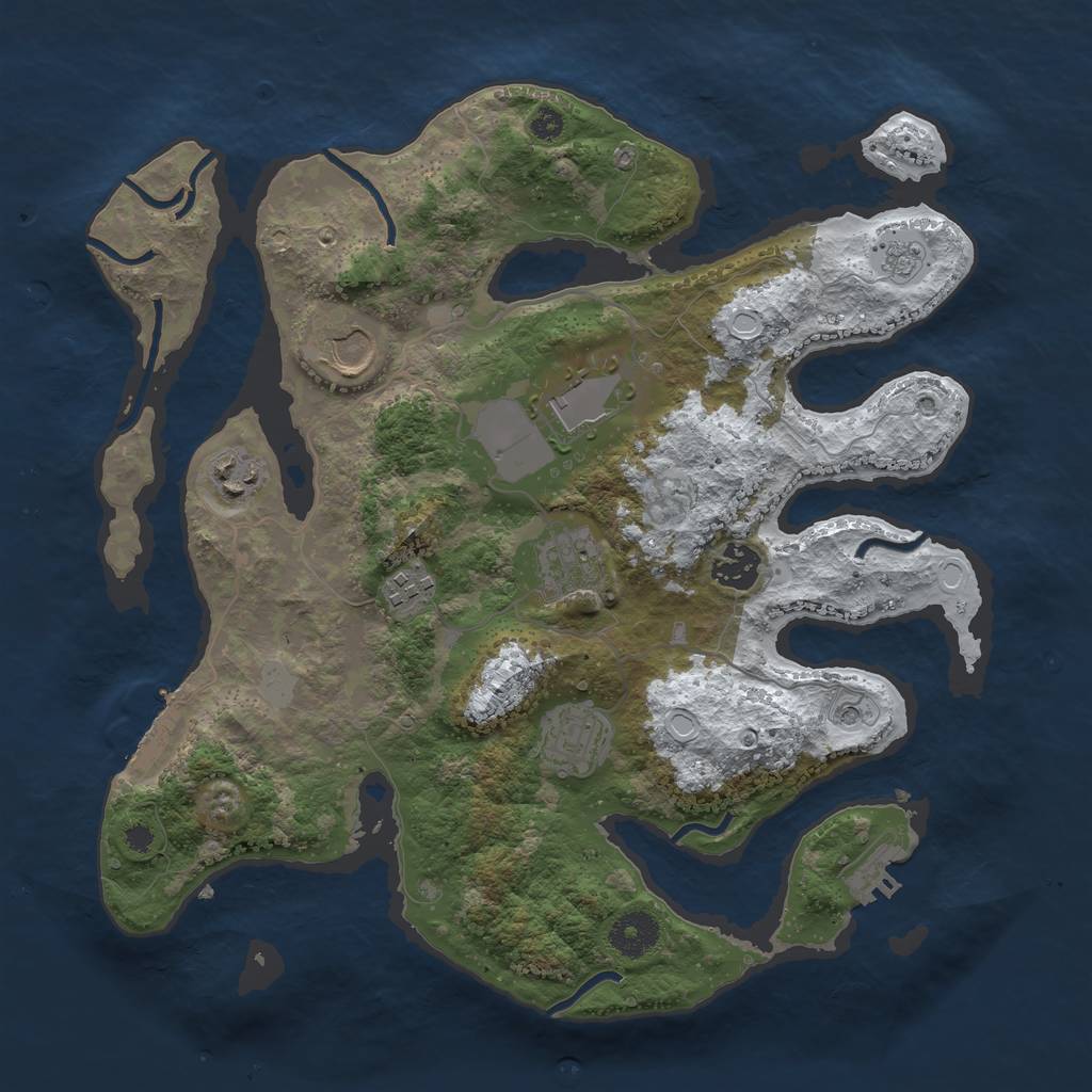 Rust Map: Procedural Map, Size: 3500, Seed: 790564, 16 Monuments