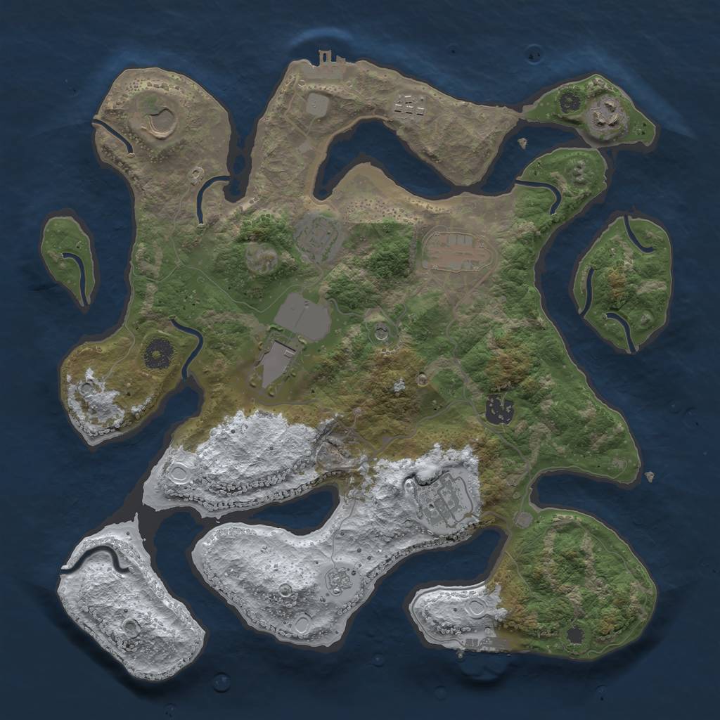 Rust Map: Procedural Map, Size: 3575, Seed: 2147483647, 17 Monuments