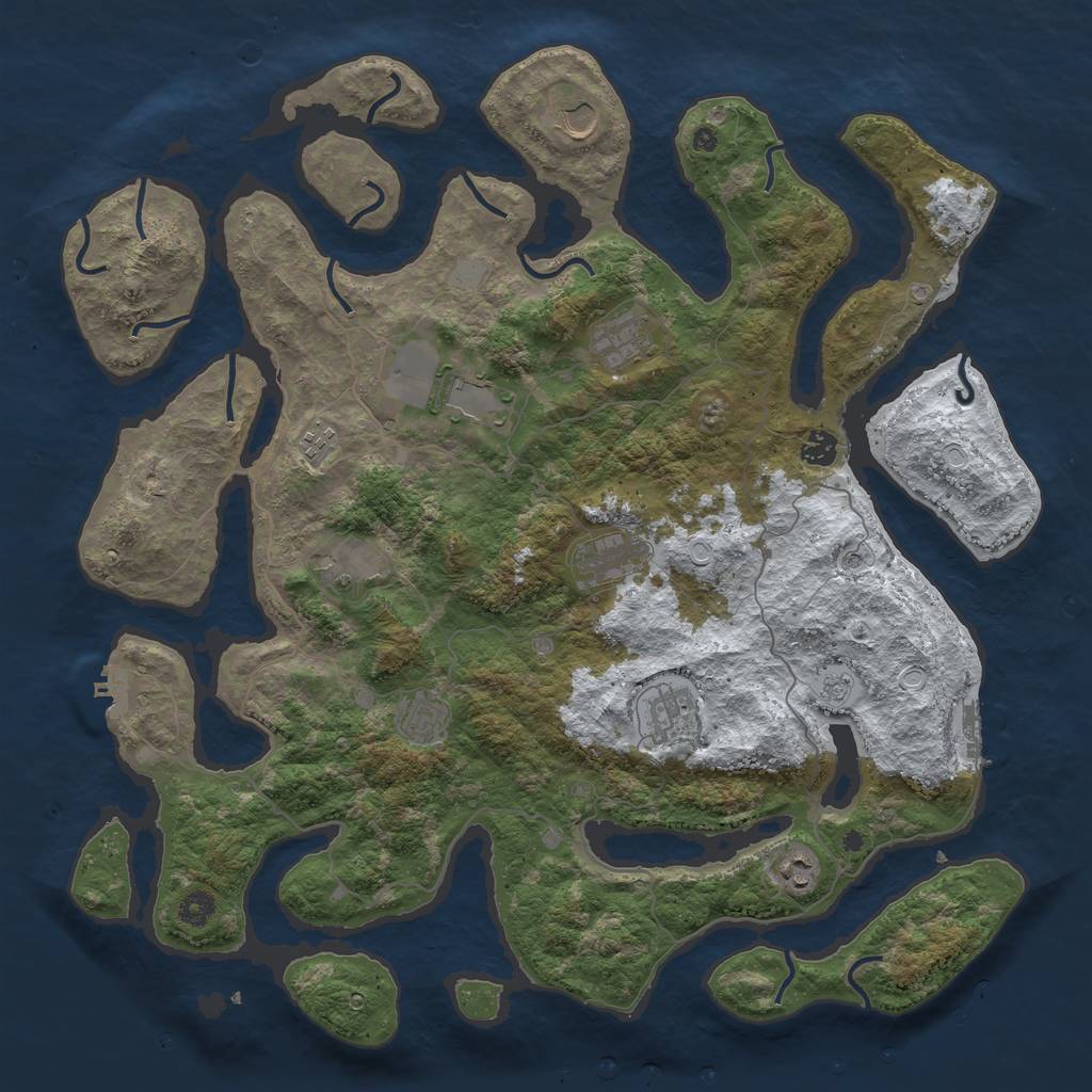 Rust Map: Procedural Map, Size: 4500, Seed: 3521555, 19 Monuments