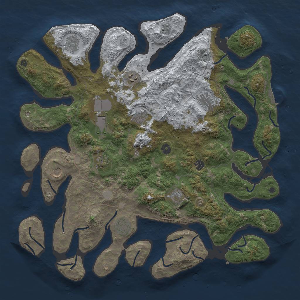 Rust Map: Procedural Map, Size: 4500, Seed: 1513386347, 19 Monuments