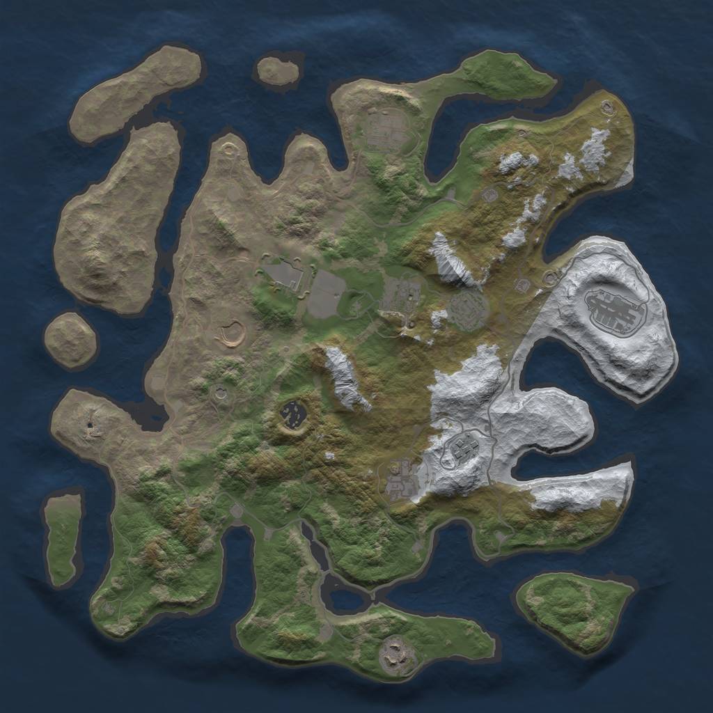 Rust Map: Barren, Size: 4100, Seed: 52147, 13 Monuments