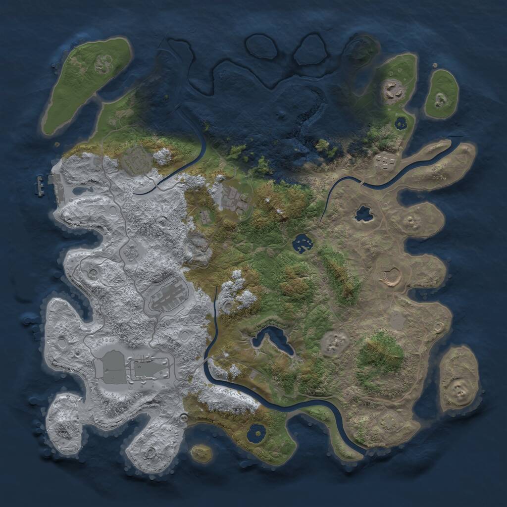 Rust Map: Procedural Map, Size: 4000, Seed: 5291244, 13 Monuments