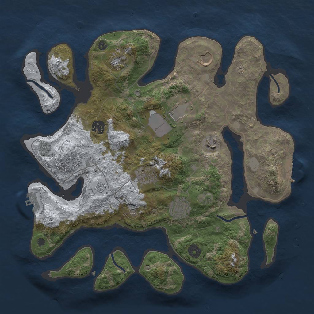 Rust Map: Procedural Map, Size: 3500, Seed: 492062790, 17 Monuments