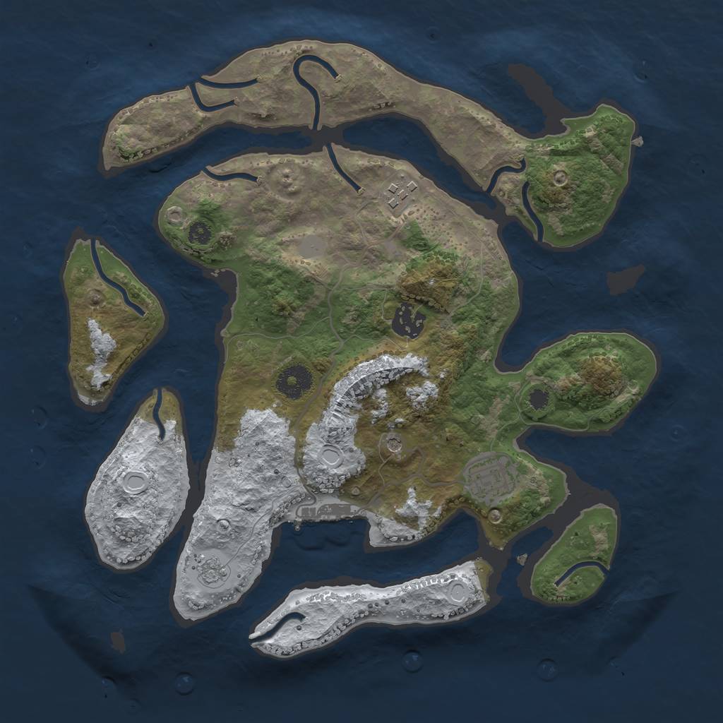 Rust Map: Procedural Map, Size: 3200, Seed: 331439661, 11 Monuments