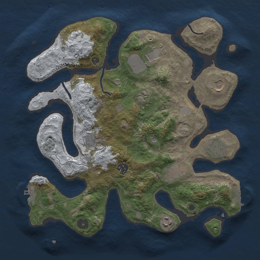 Rust Map: Procedural Map, Size: 3500, Seed: 3829302, 18 Monuments