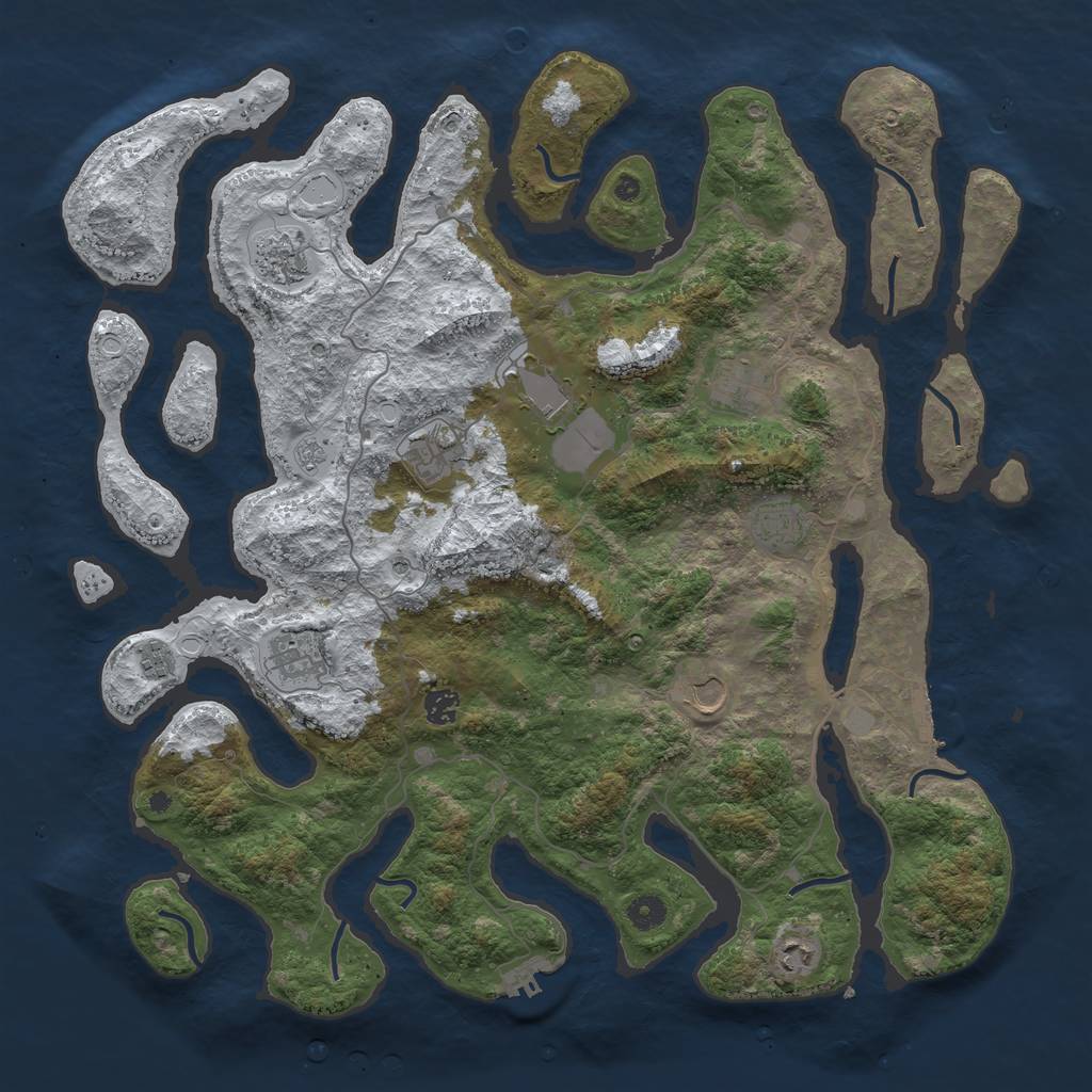 Rust Map: Procedural Map, Size: 4500, Seed: 1823073821, 19 Monuments