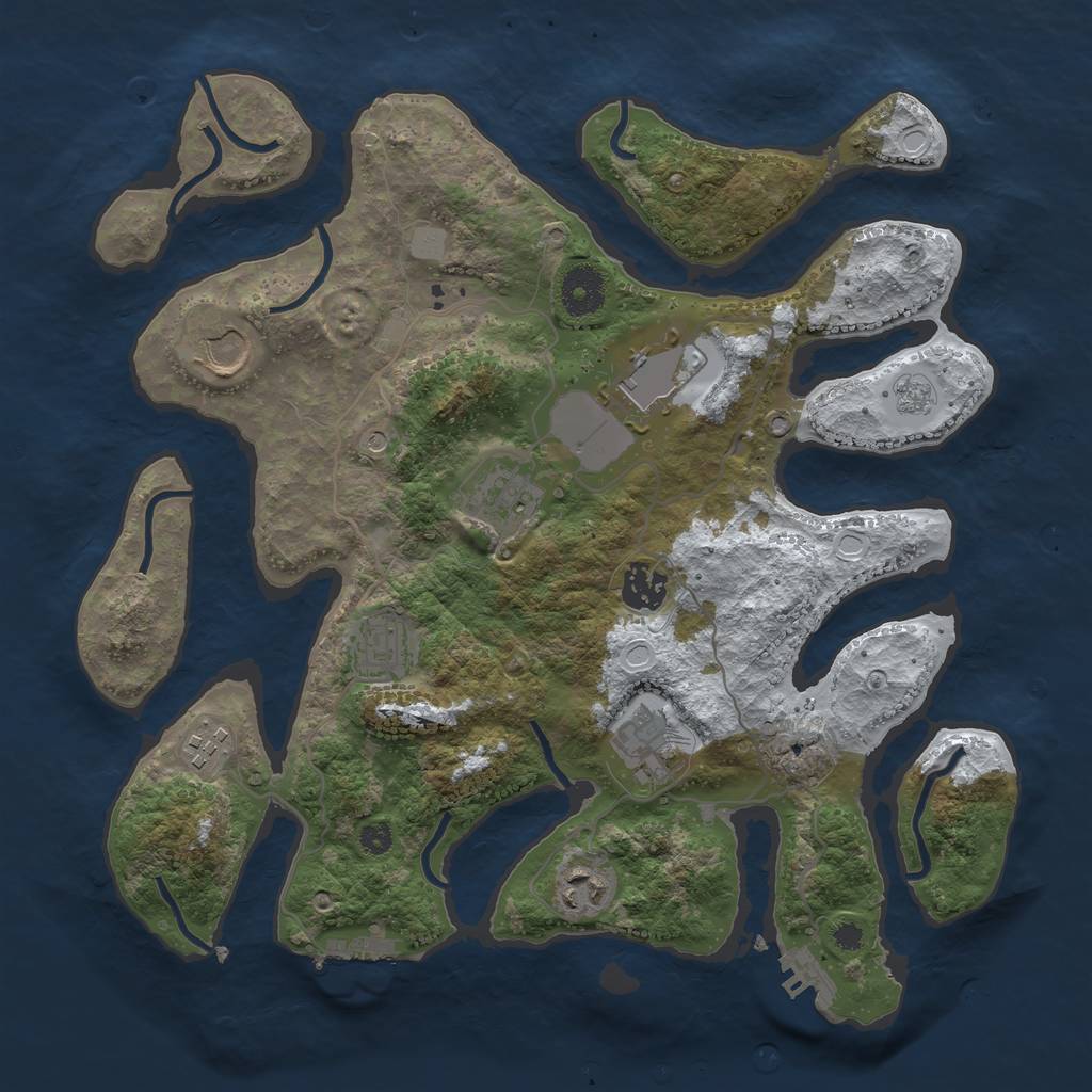 Rust Map: Procedural Map, Size: 3500, Seed: 13824, 17 Monuments