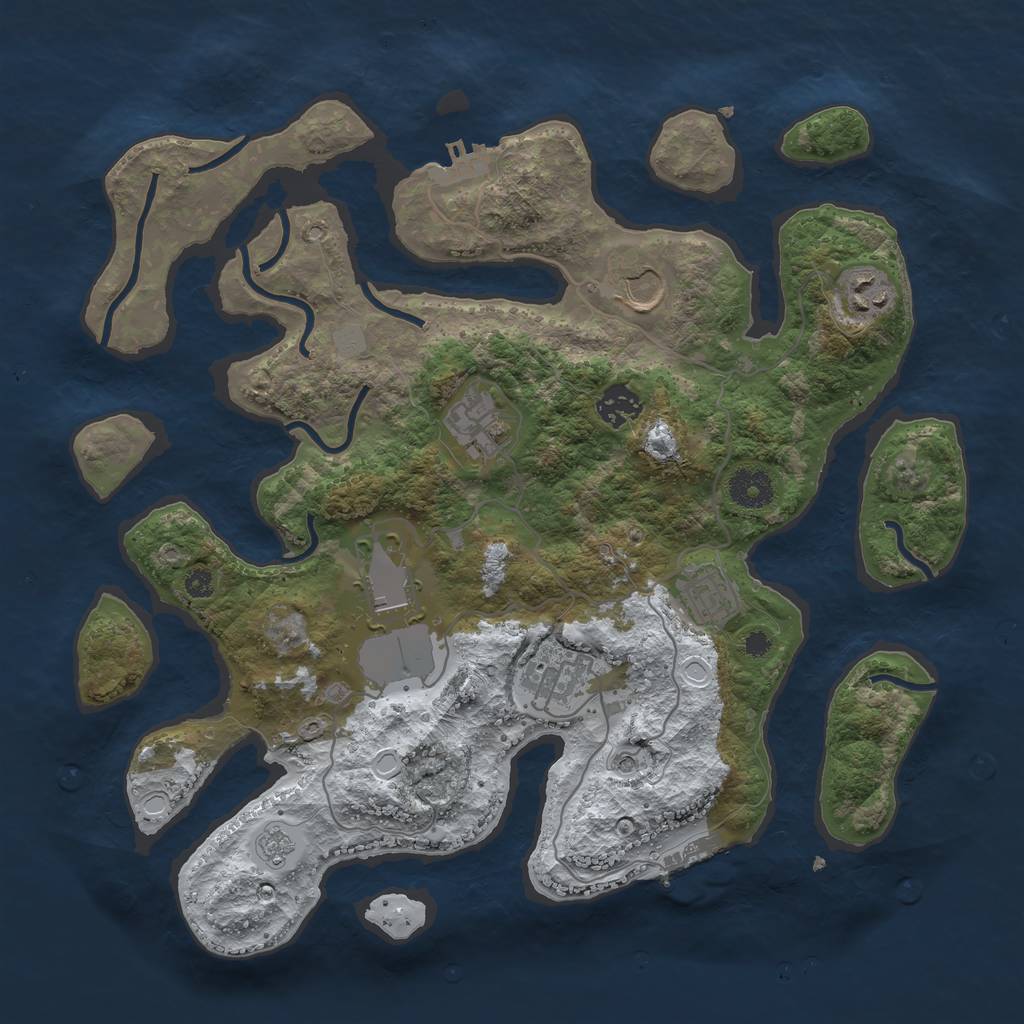 Rust Map: Procedural Map, Size: 3600, Seed: 188, 16 Monuments