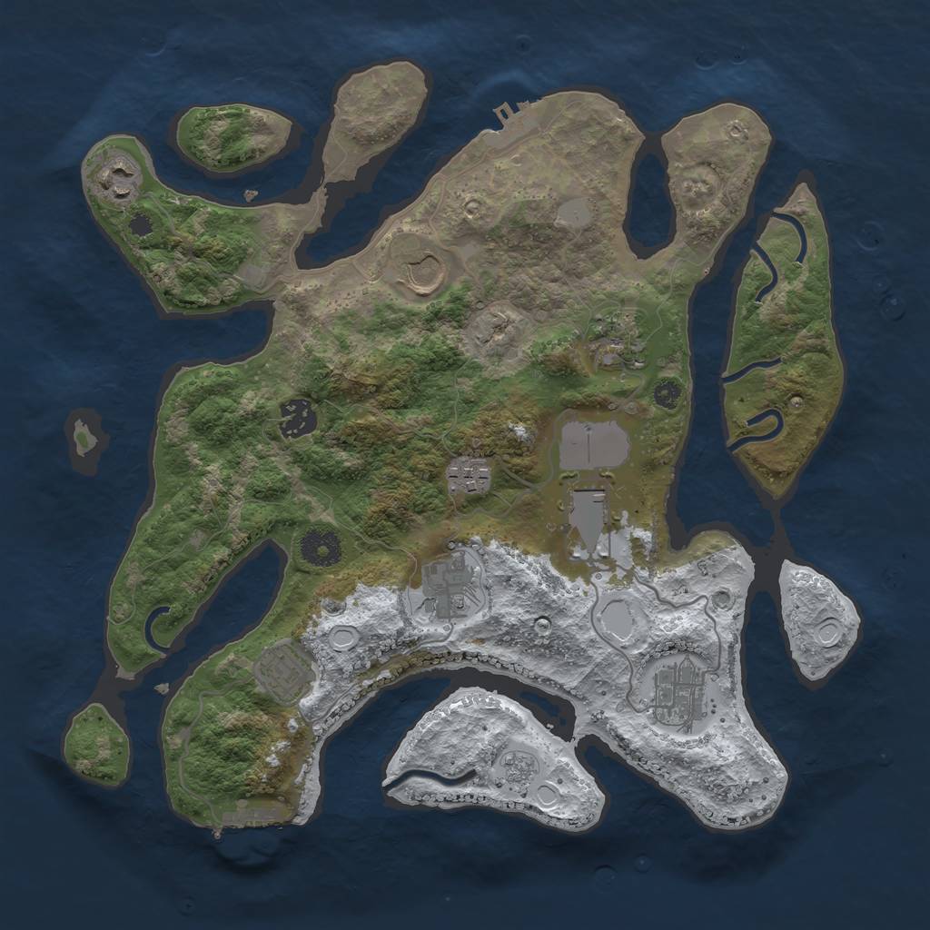 Rust Map: Procedural Map, Size: 3500, Seed: 10753103, 17 Monuments