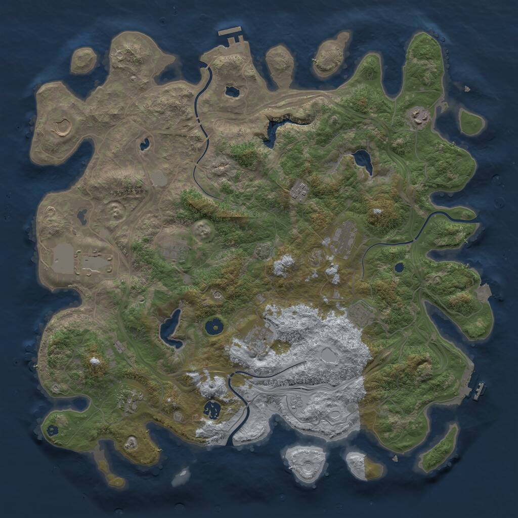 Rust Map: Procedural Map, Size: 4500, Seed: 4909361, 16 Monuments