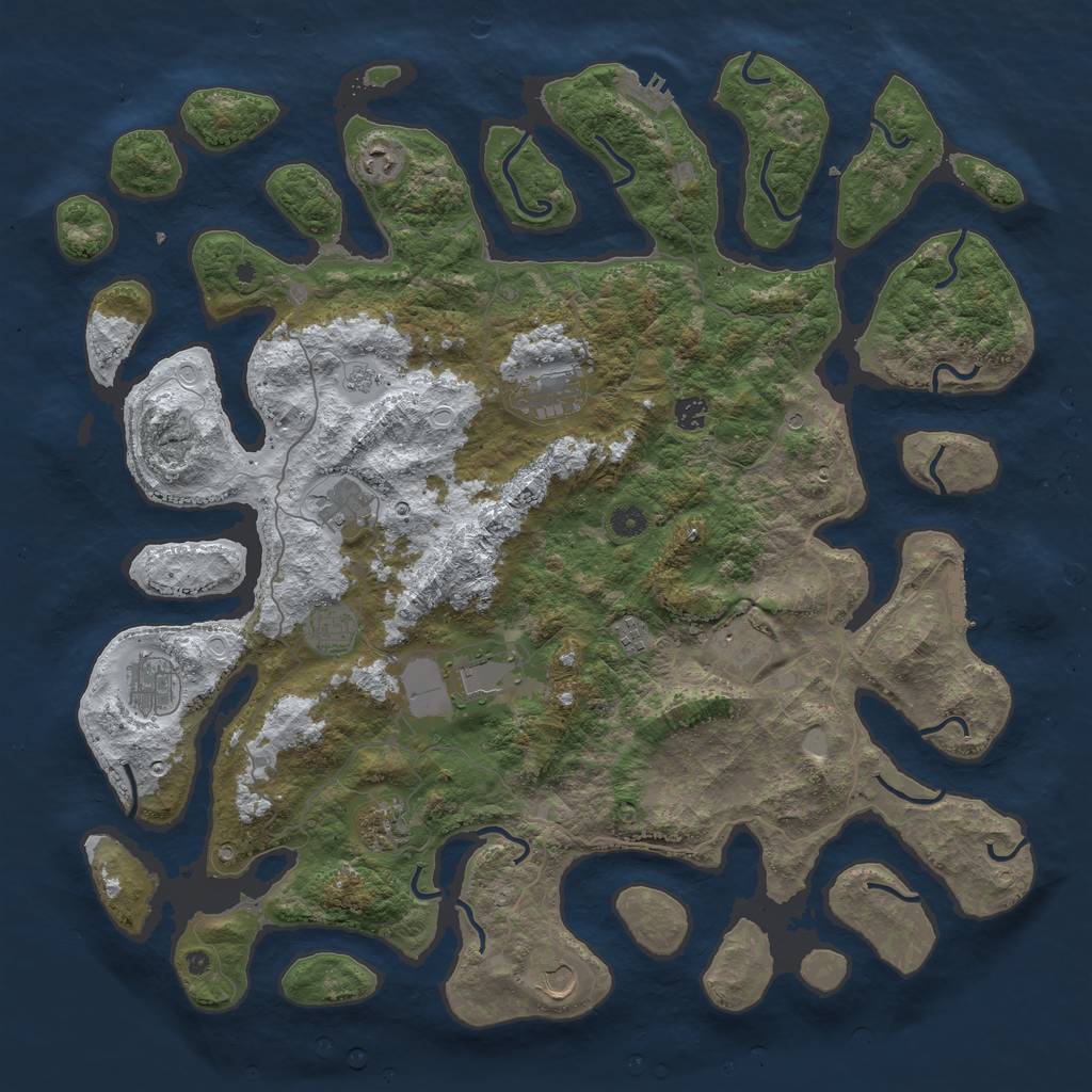 Rust Map: Procedural Map, Size: 4800, Seed: 43005, 20 Monuments