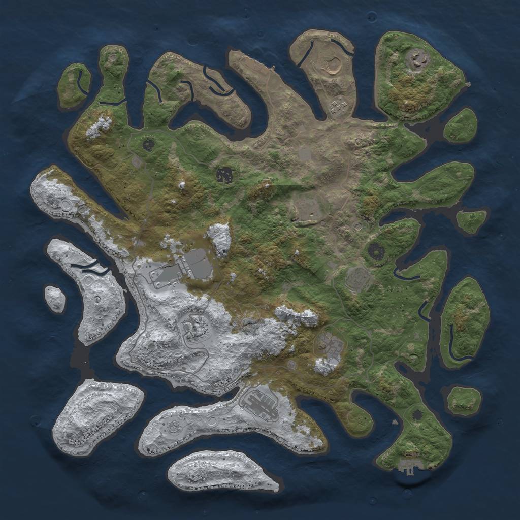 Rust Map: Procedural Map, Size: 4500, Seed: 5634185, 19 Monuments