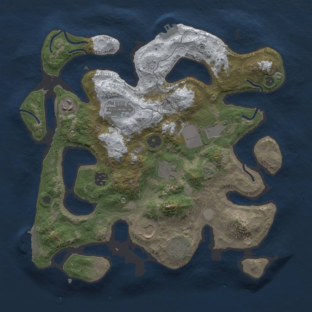 Rust Map: Procedural Map, Size: 3500, Seed: 574311, 16 Monuments
