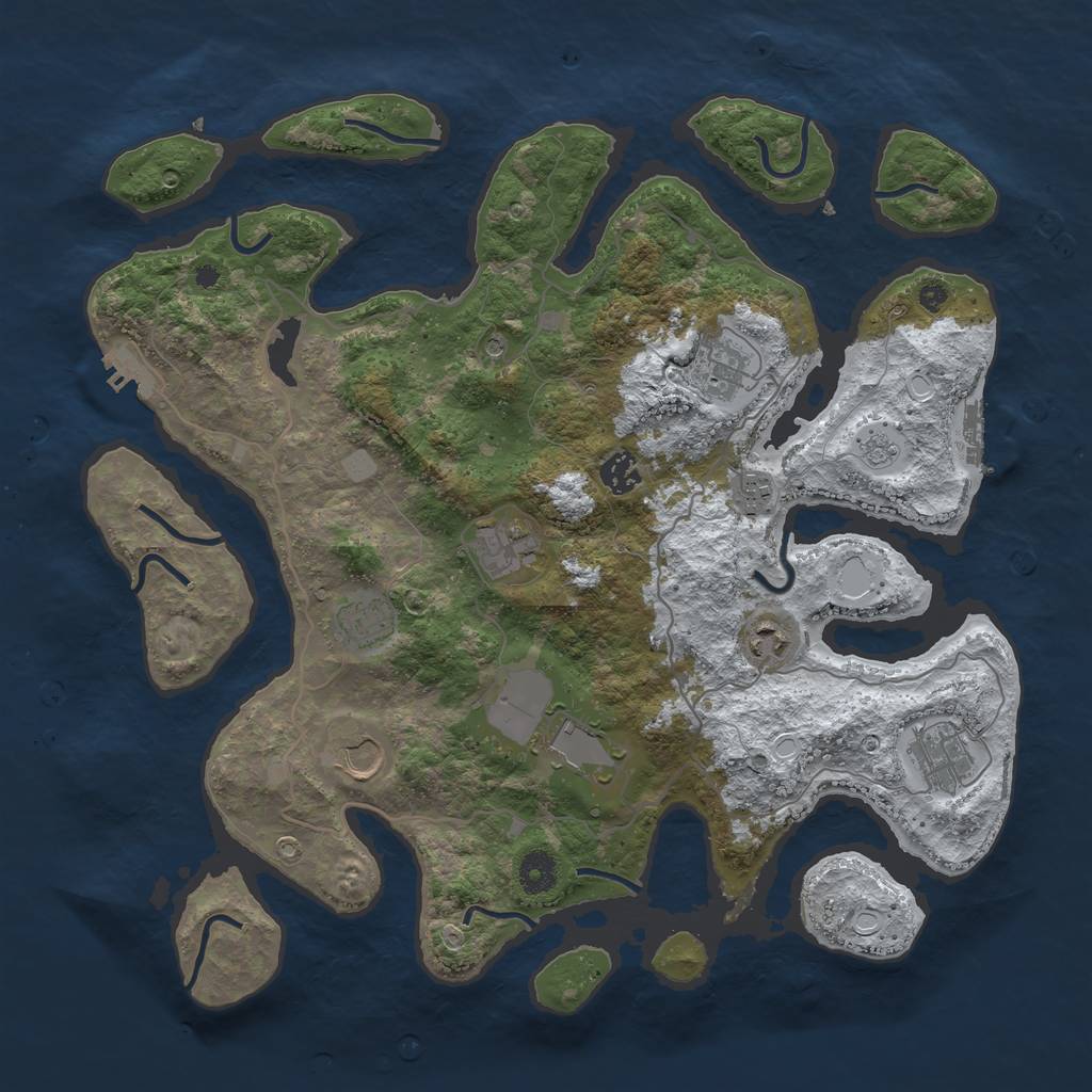 Rust Map: Procedural Map, Size: 4000, Seed: 1977, 18 Monuments