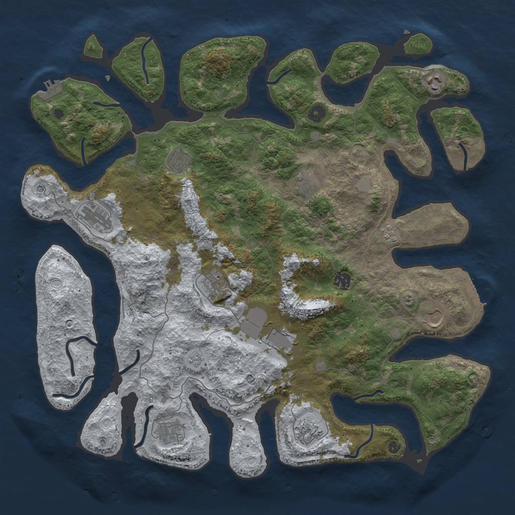 Rust Map: Procedural Map, Size: 4500, Seed: 1861314604, 20 Monuments