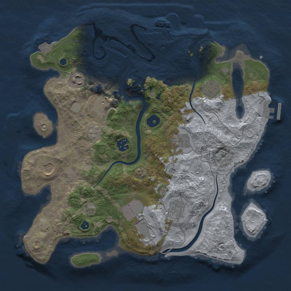 Rust Map: Procedural Map, Size: 3500, Seed: 5140184, 15 Monuments