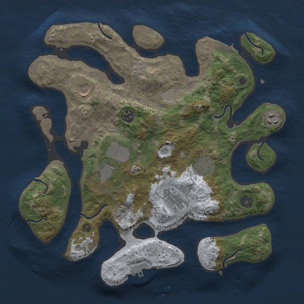 Rust Map: Procedural Map, Size: 3500, Seed: 1586326, 16 Monuments