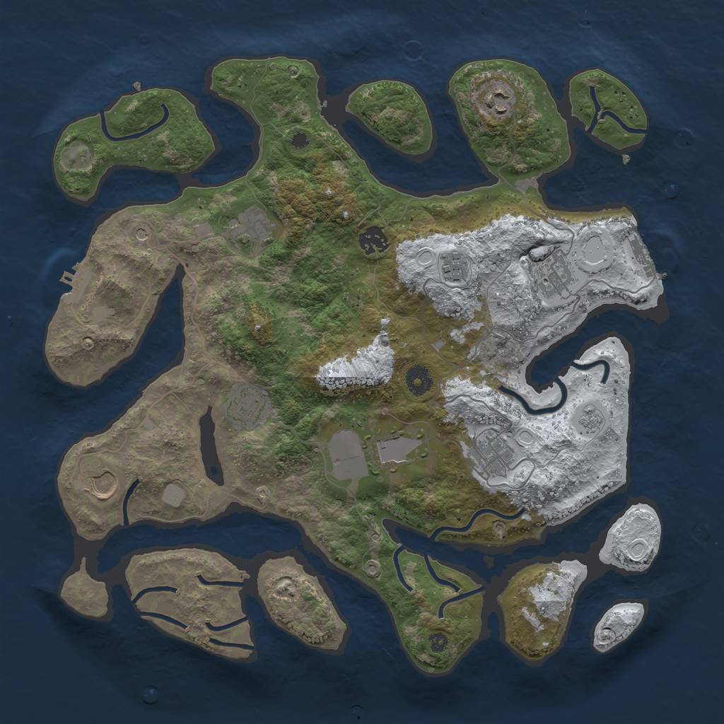 Rust Map: Procedural Map, Size: 3850, Seed: 7234, 18 Monuments