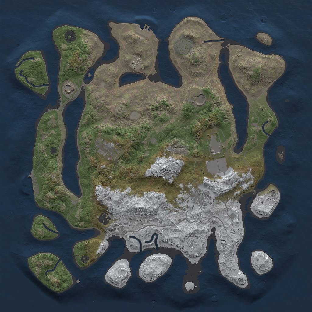 Rust Map: Procedural Map, Size: 4000, Seed: 1894397094, 17 Monuments