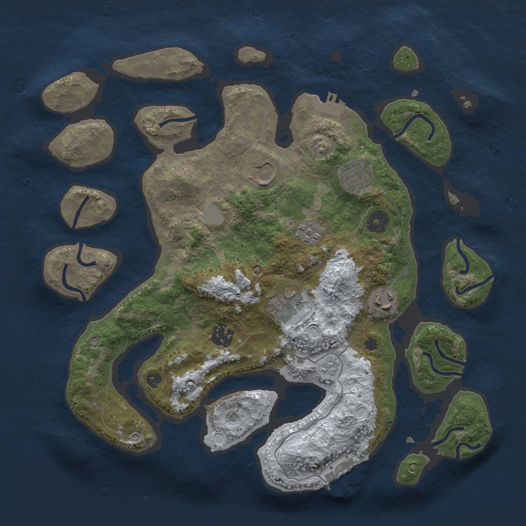 Rust Map: Procedural Map, Size: 3500, Seed: 1324692, 15 Monuments
