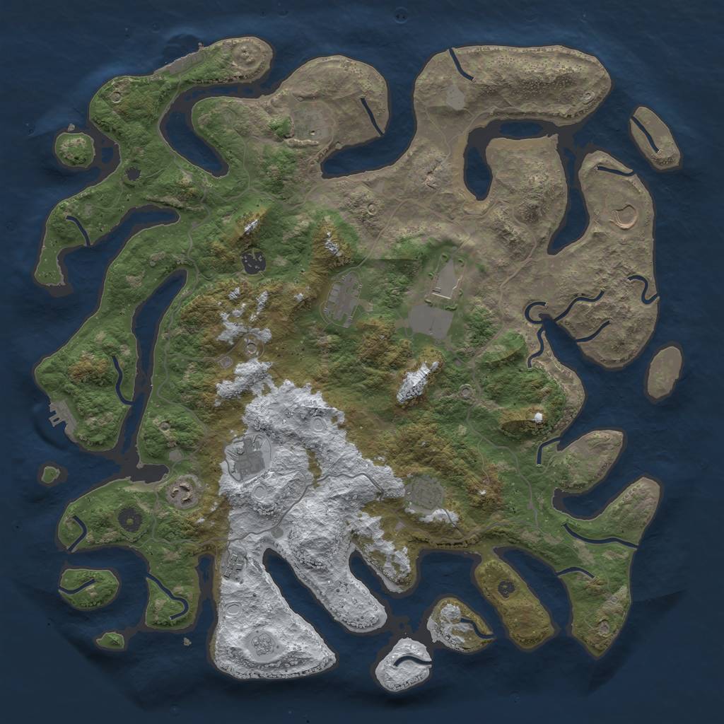 Rust Map: Procedural Map, Size: 4500, Seed: 4263919, 18 Monuments