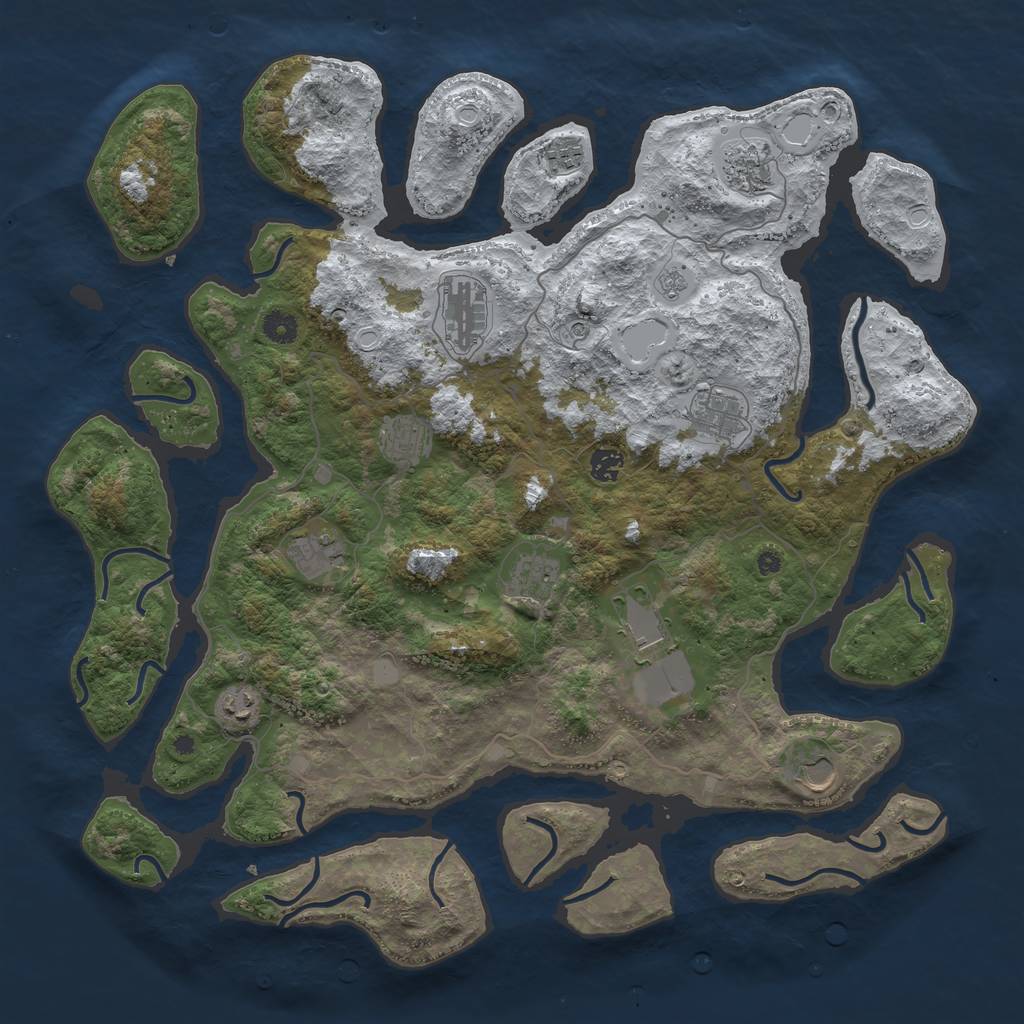 Rust Map: Procedural Map, Size: 4500, Seed: 2298133, 18 Monuments