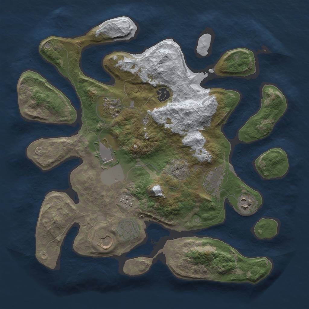 Rust Map: Barren, Size: 3500, Seed: 5594599, 11 Monuments