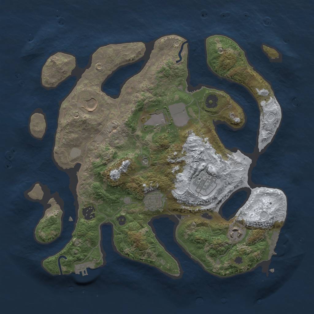 Rust Map: Procedural Map, Size: 3500, Seed: 691544264, 14 Monuments