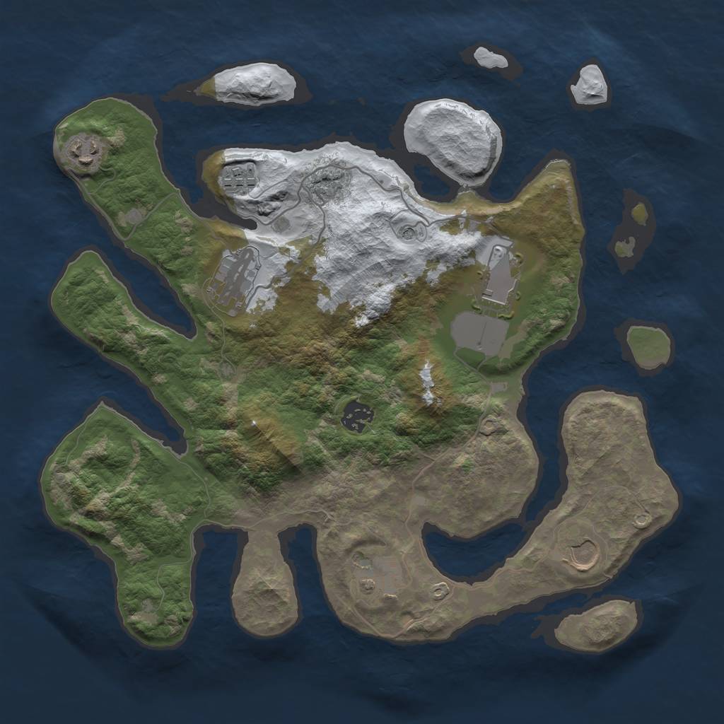 Rust Map: Barren, Size: 3500, Seed: 637325, 10 Monuments