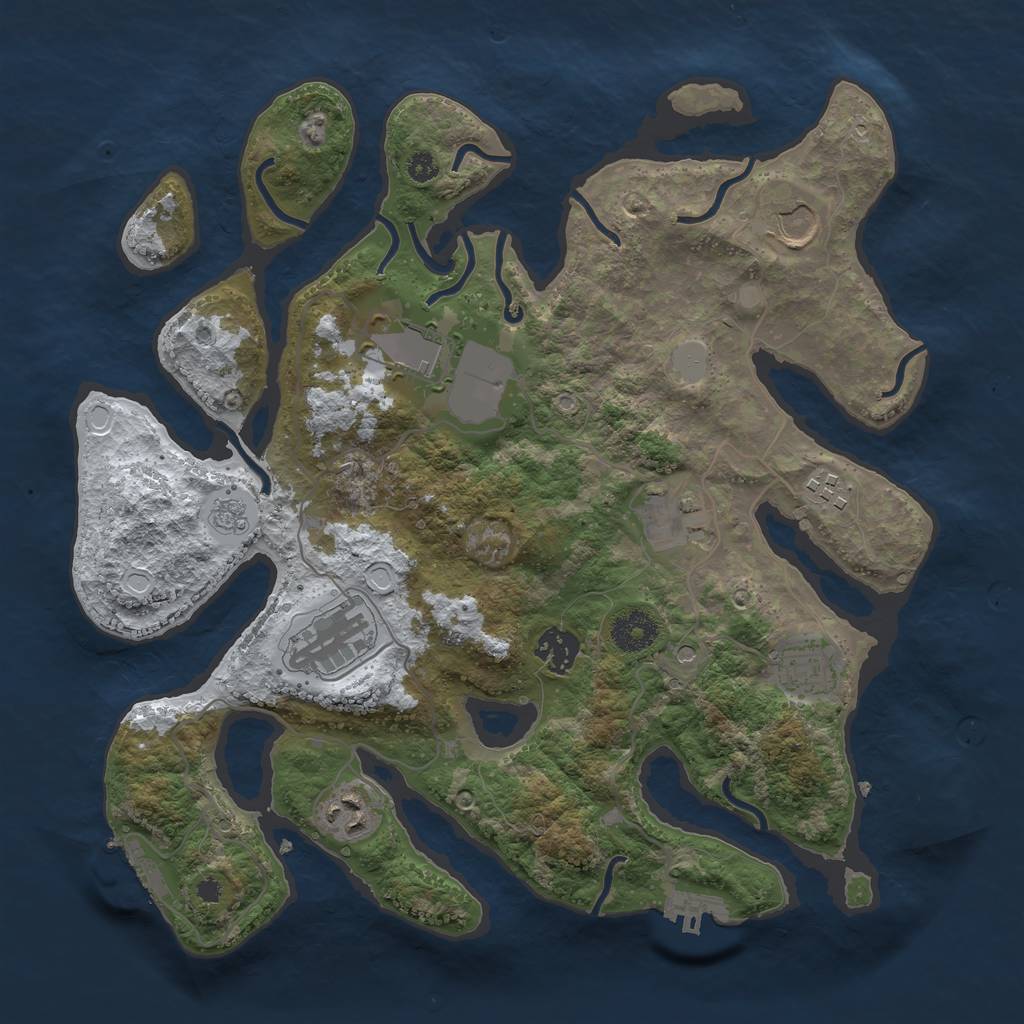 Rust Map: Procedural Map, Size: 3500, Seed: 5950356, 17 Monuments