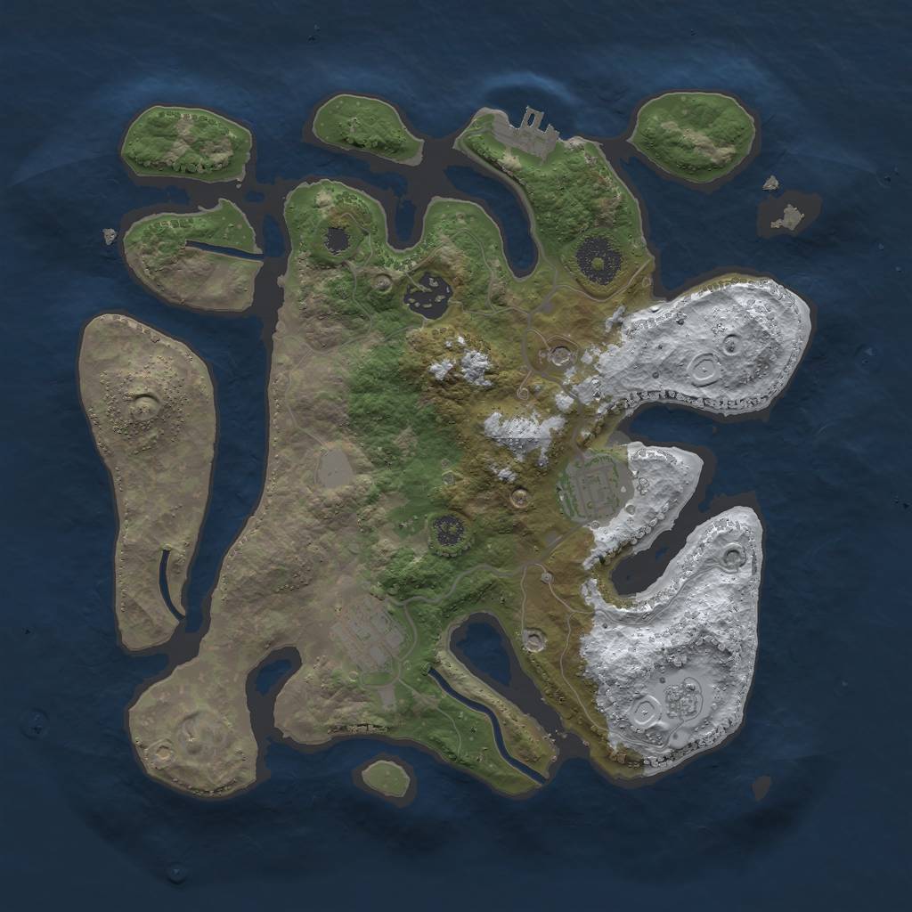 Rust Map: Procedural Map, Size: 3000, Seed: 1091942336, 11 Monuments