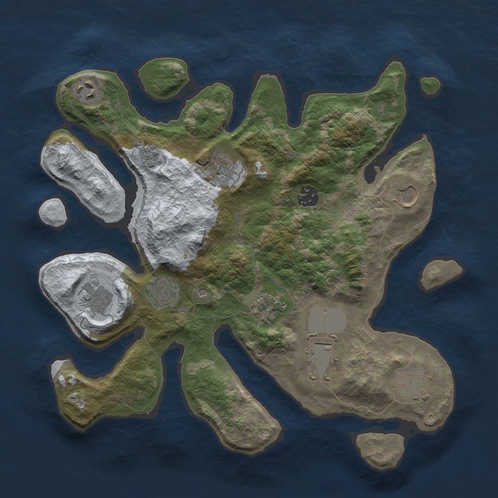 Rust Map: Barren, Size: 3500, Seed: 2010053, 13 Monuments