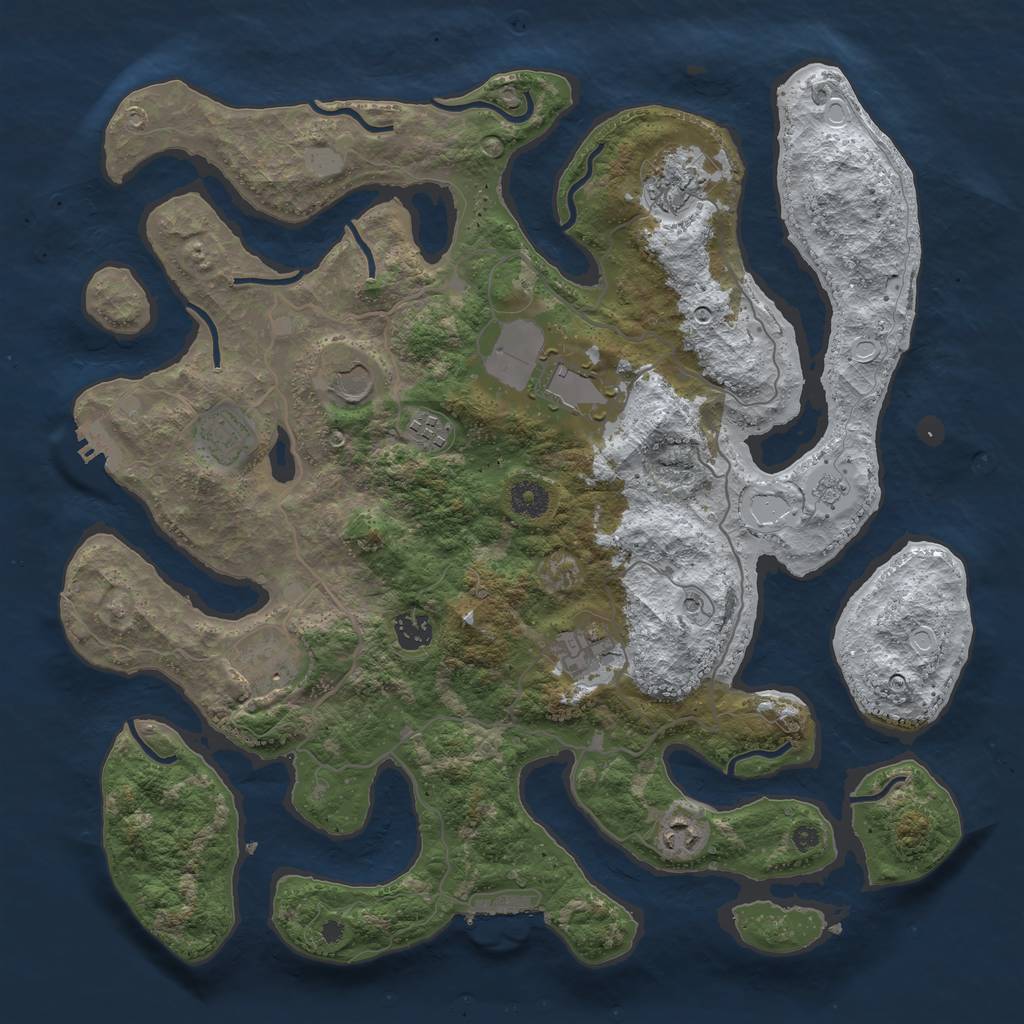 Rust Map: Procedural Map, Size: 4000, Seed: 1880774270, 18 Monuments