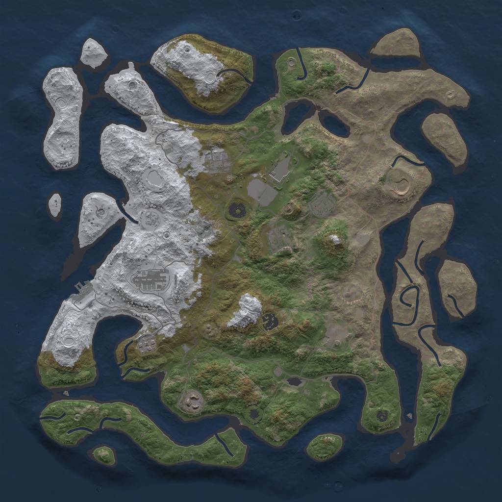 Rust Map: Procedural Map, Size: 4500, Seed: 3557726, 18 Monuments