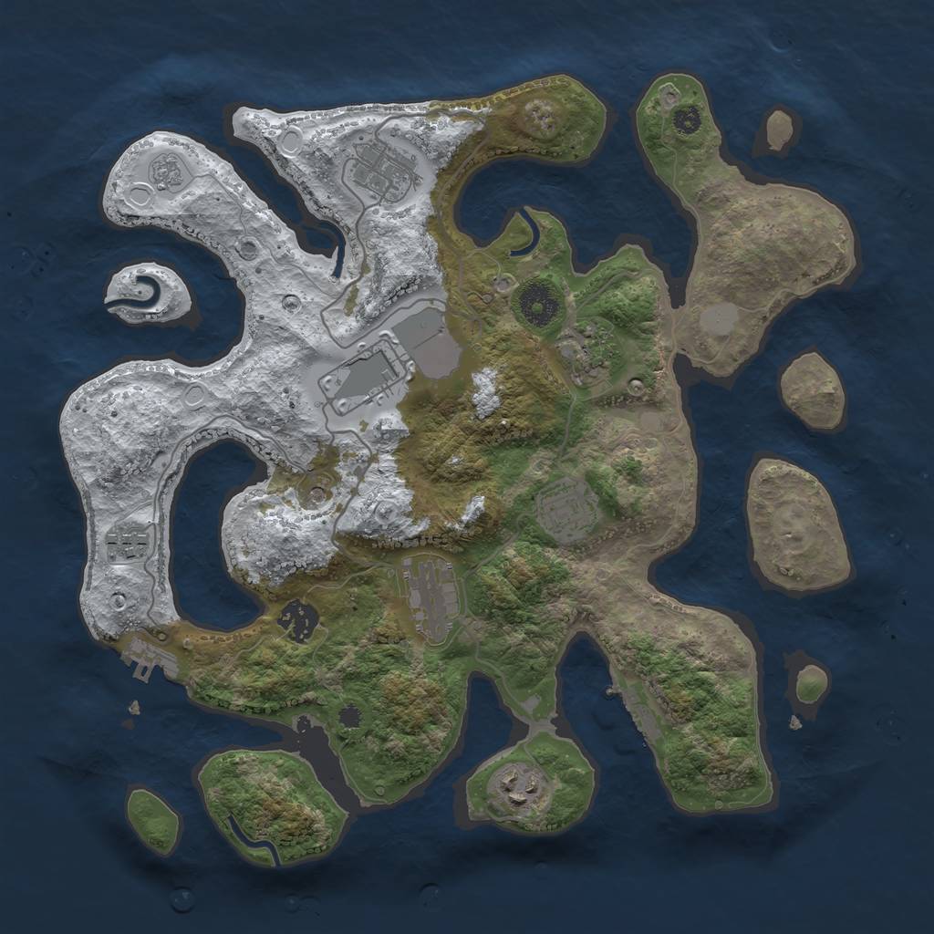 Rust Map: Procedural Map, Size: 3500, Seed: 531776152, 17 Monuments