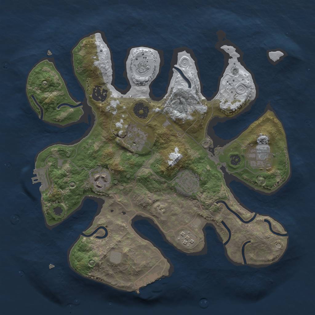 Rust Map: Procedural Map, Size: 3000, Seed: 107008841, 14 Monuments