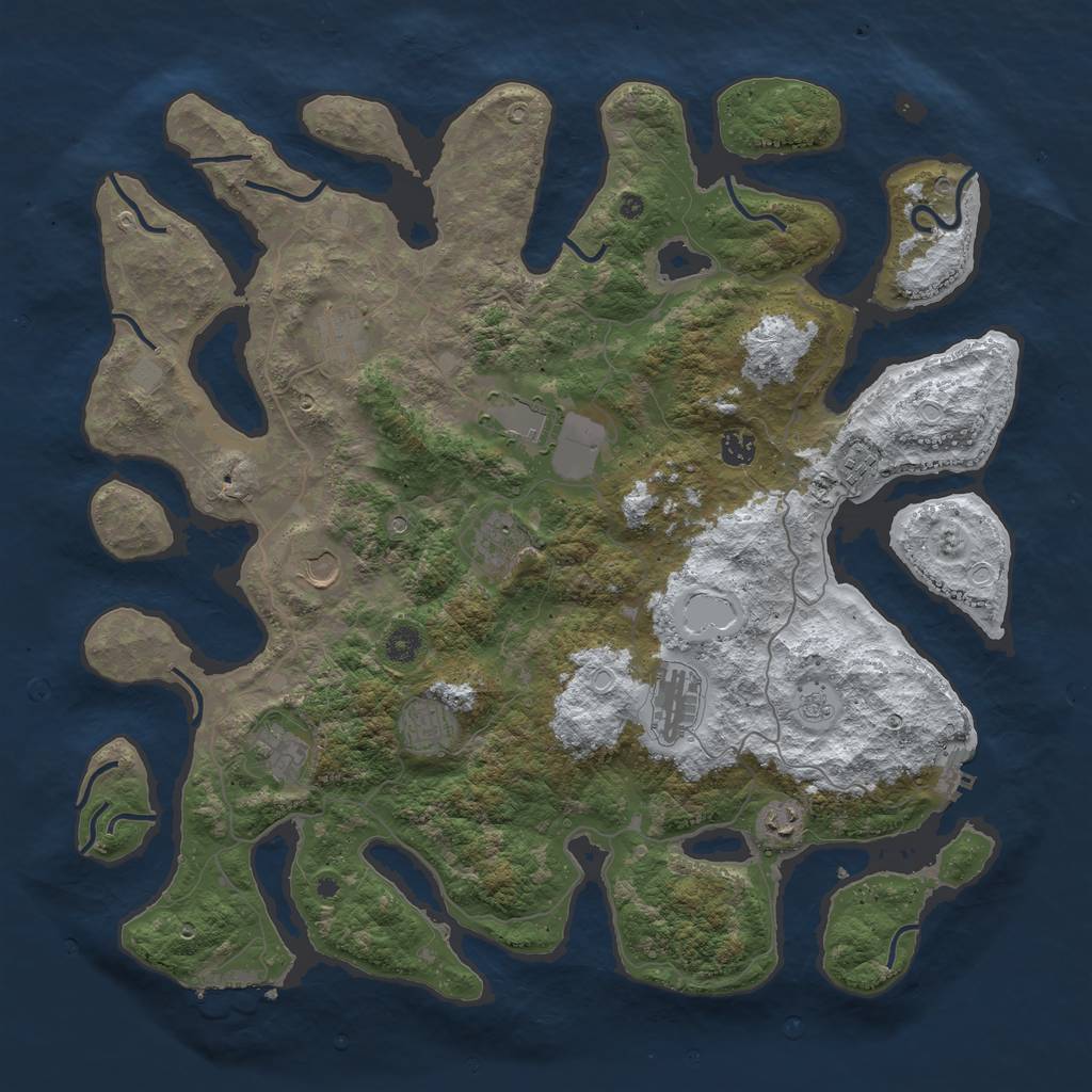 Rust Map: Procedural Map, Size: 4500, Seed: 1780180, 19 Monuments