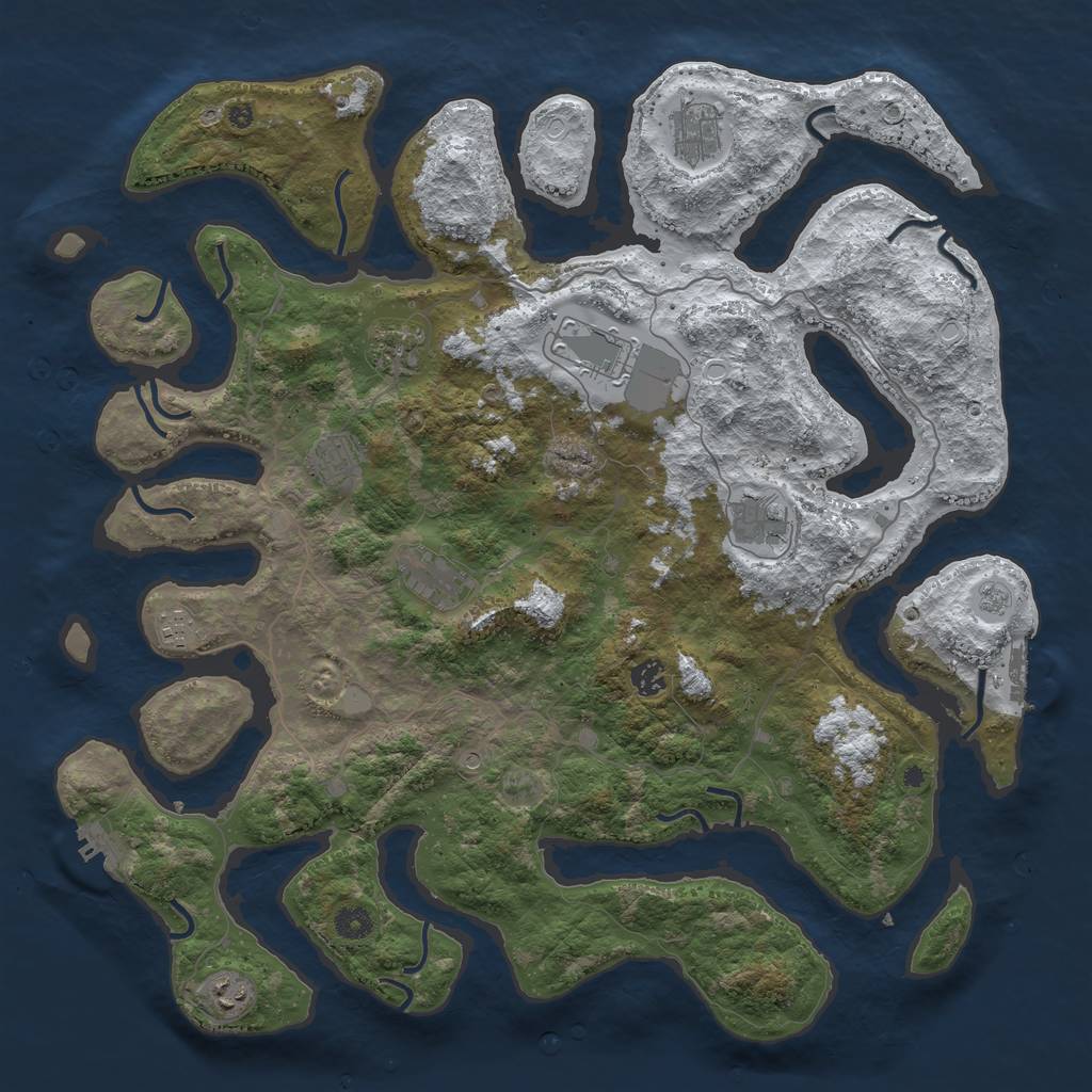 Rust Map: Procedural Map, Size: 4500, Seed: 4136941, 18 Monuments