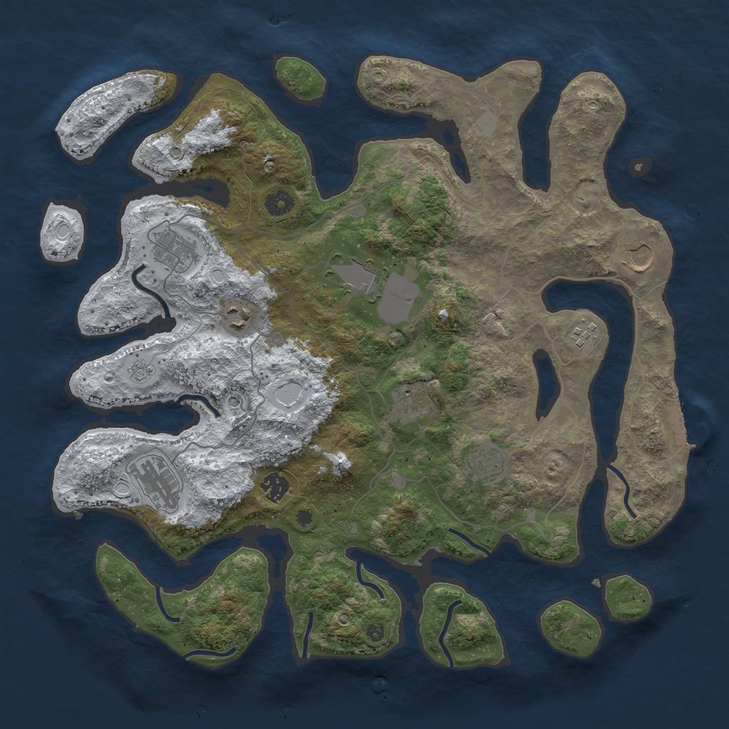 Rust Map: Procedural Map, Size: 4000, Seed: 454723, 17 Monuments