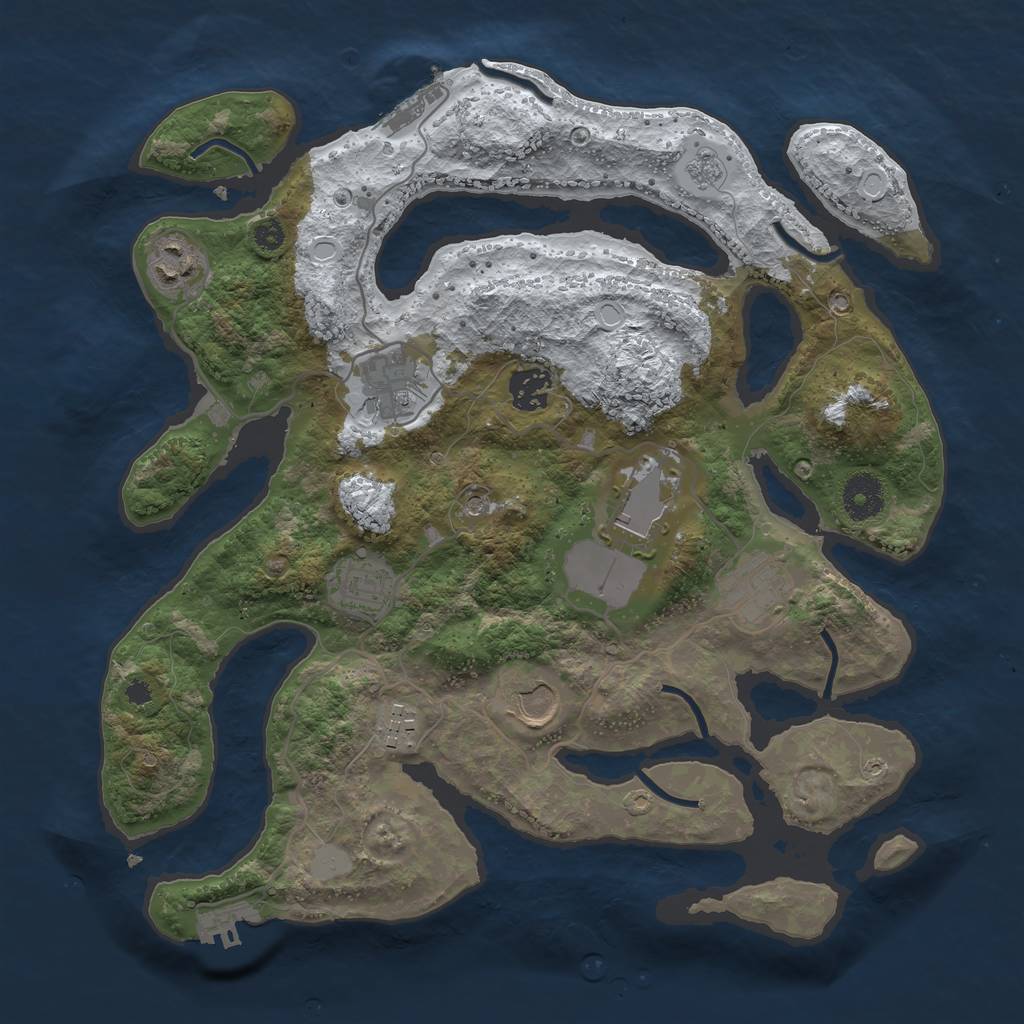 Rust Map: Procedural Map, Size: 3500, Seed: 868446, 17 Monuments