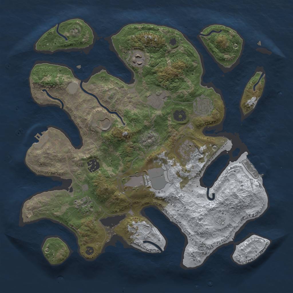Rust Map: Procedural Map, Size: 3500, Seed: 5534643, 16 Monuments