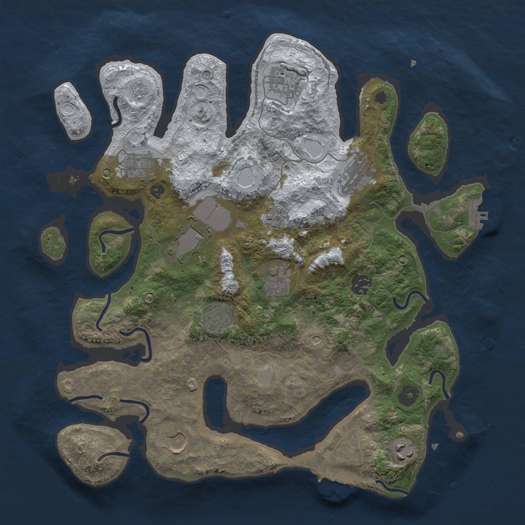 Rust Map: Procedural Map, Size: 3791, Seed: 18, 19 Monuments